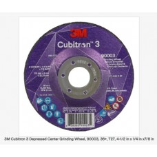 3M™ Cubitron™ 3 Depressed Center Grinding Wheel, 90003, 36+, T27, 4-1/2 in x 1/4 in x7/8 in (11x6x22.23) ANSI, 10/Pack, 20 ea/Case, cost per each