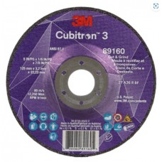 3M™ Cubitron™ 3 Cut and Grind Wheel, 89160, 36+, T27, 5 in x 1/8 in x 7/8 in (125 x 3.2 x 22.23 mm), ANSI, 20 per box, cost per each ***replacing Cubitron™ II Cut and Grind Wheel, 82278 3M™ Cubitron™ 3 Cut and Grind Wheel, 89160, 36+, T27, 5 in x 1/8 in x 7/8 in (125 x 3.2 x 22.23 mm), ANSI, 20 per box, cost per each ***replacing Cubitron™ II Cut and Grind Wheel, 82278