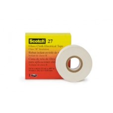 Scotch® 27 Glass Cloth Electrical Tape,  white,  1/2 in x 66 ft,  rubber thermosetting adhesive,  1 in core