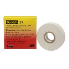 Scotch® 27 Glass Cloth Electrical Tape,  white,  3/4 in x 66 ft,  rubber thermosetting adhesive,  1 in core