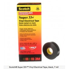 Scotch® Super 33+™ Professional Grade Vinyl Electrical Tape, black, 7 mil (0.18 mm), 3/4 in x 66 ft (19 mm x 20 m)