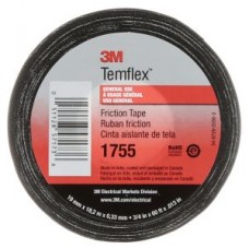 3M™ Temflex™ Cotton Friction Tape,  1755,  black,  13 mil (0.33 mm),  3/4 in x 60 ft (19 mm x 183 mm)