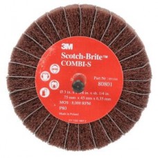 Scotch-Brite™ Combi-S Wheel 80801,  3 in x 1-3/4 in 1/4 in Shank 80 X-weight,  10 per case