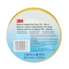 3M™ General Purpose Vinyl Tape,  764,  yellow,  1.0 in x 36.0 yd x 5.0 mil (2.5 cm x 32.9 m x 0.1 mm)