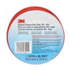 3M™ General Purpose Vinyl Tape,  764,  red,  1.0 in x 36.0 yd x 5.0 mil (2.5 cm x 32.9 m x 0.1 mm)