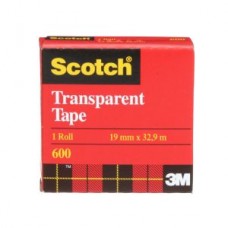 Scotch® Transparent Film Tape,  600,  0.75 in x 36 yd (1.9 cm x 33 m),  boxed