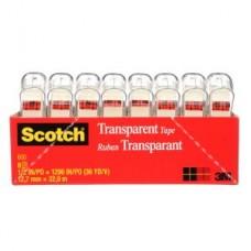 Scotch® Transparent Tape,  600,  12.7 mm x 33 m (1/2 in x 36 yd),  dispensered