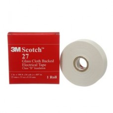 Scotch® 27 Glass Cloth Electrical Tape,  white,  1 in x 36 yd,  rubber thermosetting adhesive,  1 in core
