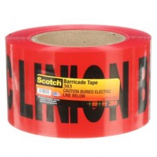 Scotch® Buried Barricade Tape,  303,  red,  "Caution Buried Electric Line Below",  4 mil (0.1 mm),  3 in x 300 ft (76 mm x 91 m)