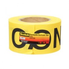 Scotch® Barricade Tape,  516,  yellow,  repulpable,  "Caution",  10 mil (0.25 mm),  3 in x 150 ft (76 mm x 45.7 m)