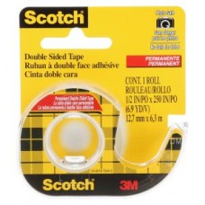 Scotch® Double Sided Tape,  136-NA,  1/2 in x 6.9 yd (12.7 mm x 6.3 m)