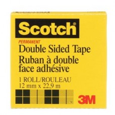 Scotch® Double Sided Tape,  665-C,  0.47 in x 25 yd (12 mm x 22.9 m),  boxed,  2 per pack