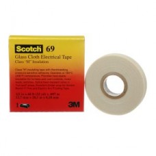 Scotch® 69 Glass Cloth Electrical Tape,  white,  1/2 in x 66 ft,  silicone thermosetting adhesive,  1 in core