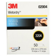 3M™ Wetordry™ Abrasive Sheet,  413Q,  02004,  9 in x 11 in (22.86 cm x 27.94),  320,  A-weight