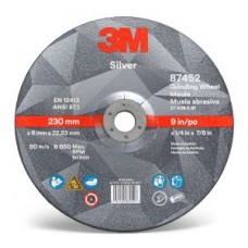 3M™ Silver Depressed Centre Grinding Wheel,  87452,  T27,  9 in x 1/4 in x 7/8 in,  cost per wheel