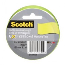Scotch® Expressions Masking Tape,  3437-GRN,  lemon lime,  24 mm x 18.2 m (1 in x 19.9 yd),  1 per pack