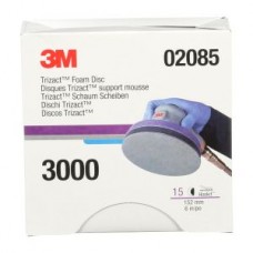 3M™ Trizact™ Hookit™ Foam Disc 02085,  6 in,  P3000,  15 discs per box,  4 boxes per case,  cost per disc