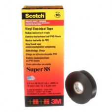 Scotch® Professional Grade Heavy Duty Vinyl Electrical Tape Super 88,  black,  8.5 mil (0.22 mm),  3/4 in x 66 ft (19 mm x 20 m)