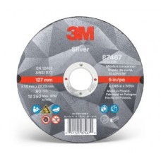 3M™ Silver Cut-Off Wheel,  87467,  T1,  5 in x 0.045 in x 7/8 in,  cost per wheel,  50 wheels per case