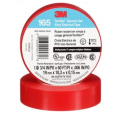 3M™ Temflex™ General Use Vinyl Electrical Tape 165, Red, 3/4 in x 60 ft (19 mm x 18 m), 6 mil (0.15 mm), 100 Rolls/Case,  10 rolls per box, cost per roll, cost per roll