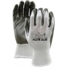 Grey Nitrile Dipped Cotton gloves,  #389,  white code,  size X-Large,  12 pairs/box,   cost per pair