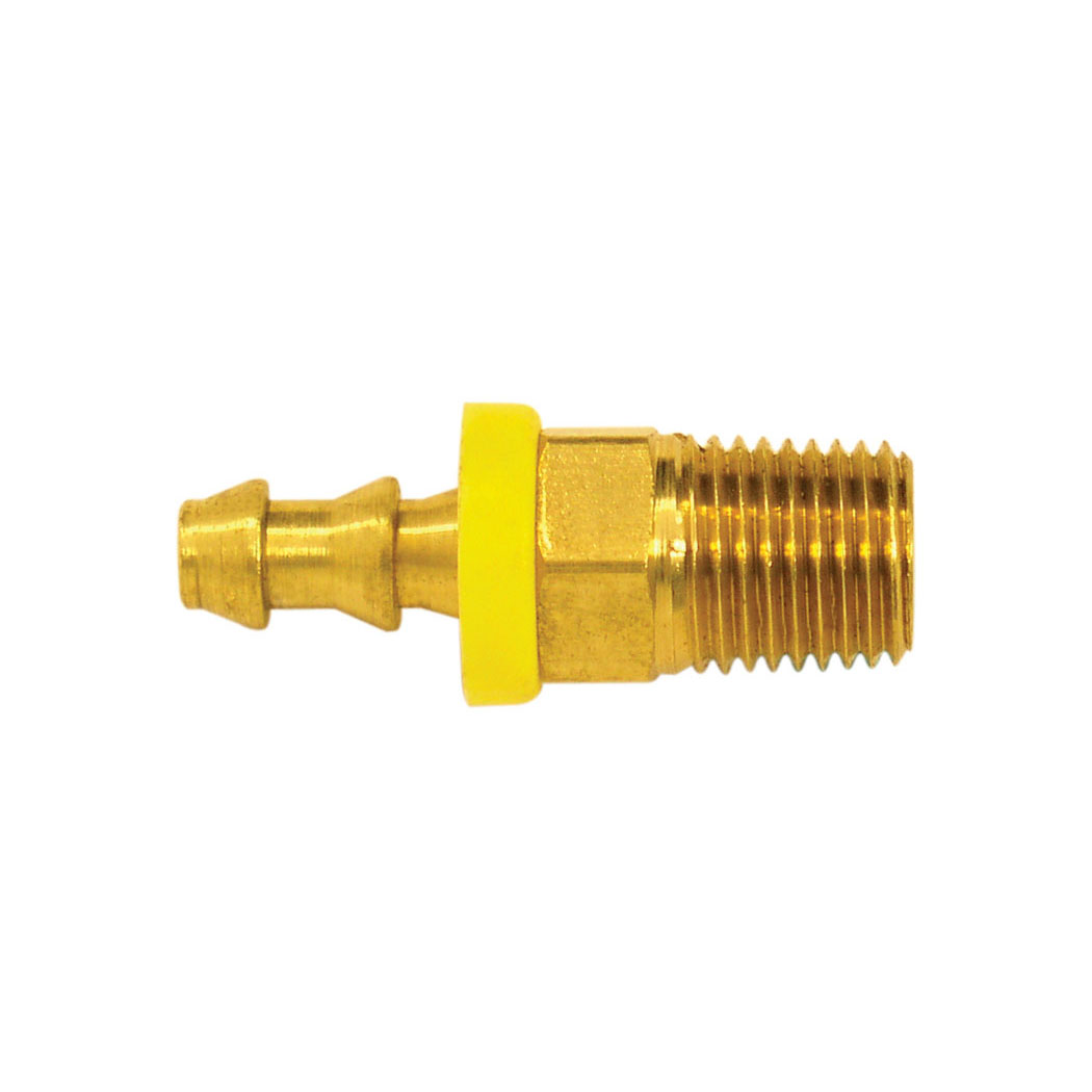 Brass Fitting Hose Barb (M) Fitting Lock-On 3/8 x 1/4(M)NPT, #41.862, cost per each, 10 per bag