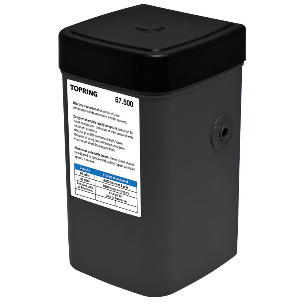 Oil/Water Separator 60 SCFM HIFLO, Cost per set - water/oil separators efficiently treat oils and other condensate contaminants from the compressed air system for safe and legal disposal in the drain.  PRODUCT CODE  57.500