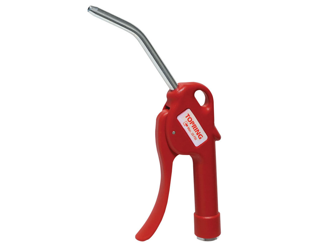 AIRPRO Blow Gun Maximum Safety with regulator max 2 bars (29 psi)  PRODUCT CODE  60.389  PRODUCT CODE  Built-in tamper-proof valve automatically shuts off the airflow  to 0 psi in case of tube obstruction.
