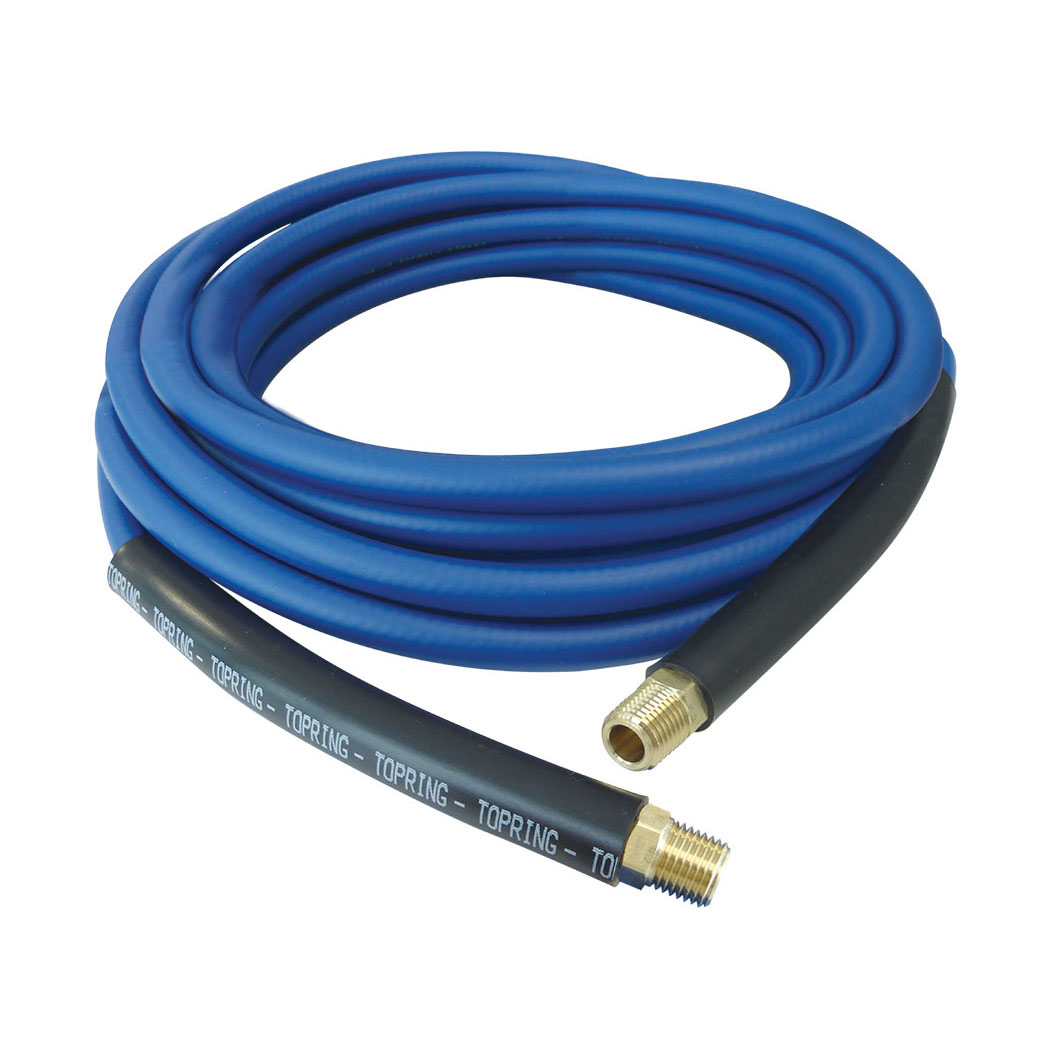 Topring Thermoflex General Purpose PVC Air Hose, 1/4 in x 50 ft with 1/4 in NPT Male thread fittings. 72.118
